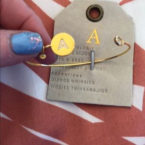 Anthropologie Gold tone “A” bracelet. NWT